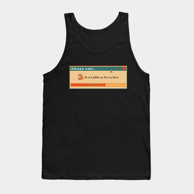 Installing Muscles Please Wait Funny Retro Vintage Workout Tank Top by OrangeMonkeyArt